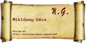 Miklóssy Géza névjegykártya